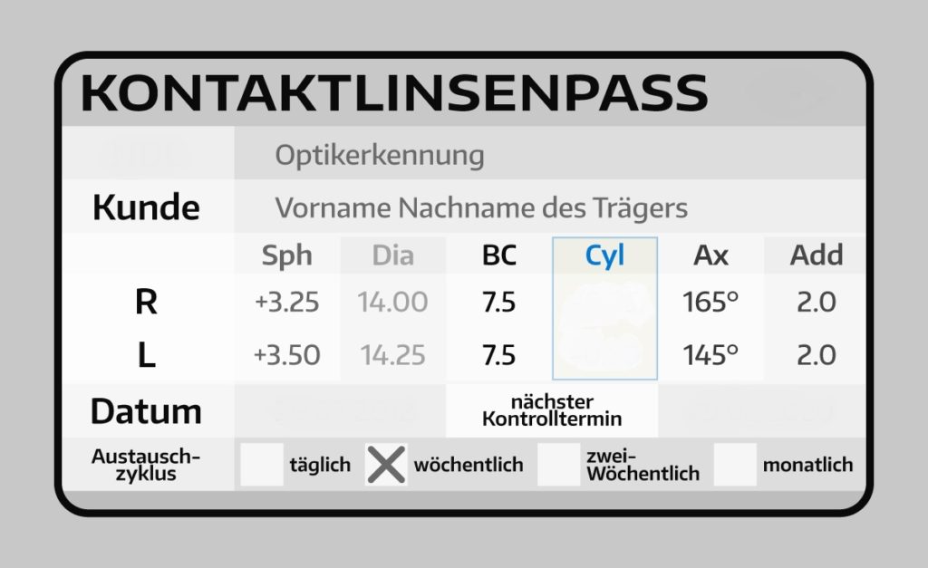optik inspektor kontaktlinsenpass