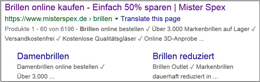 optik inspektor online optiker google SERP brille online kaufen